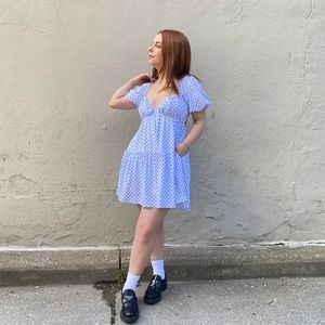 Band new Cotton Candy LA blue and white campania ruffle dress